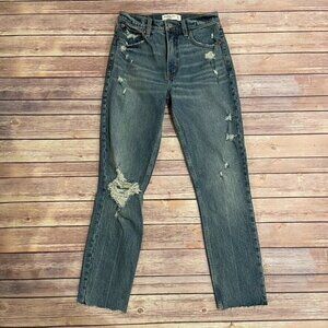 Abercrombie & Fitch Skinny High Rise Jeans Distressed Raw Hem
